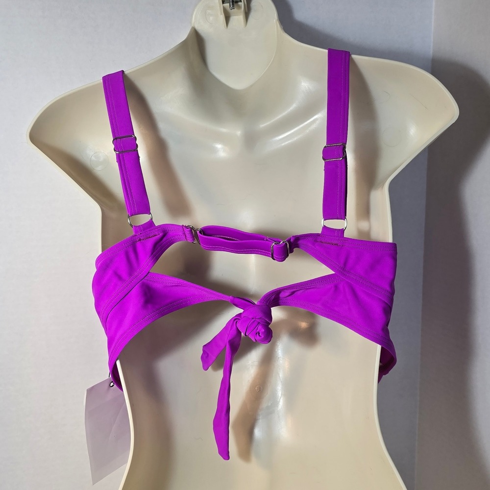 Hanna Nikole Women's 18W Bikini Swimsuit Top Purple Adjustable Straps Tie Back - Picture 3 of 5